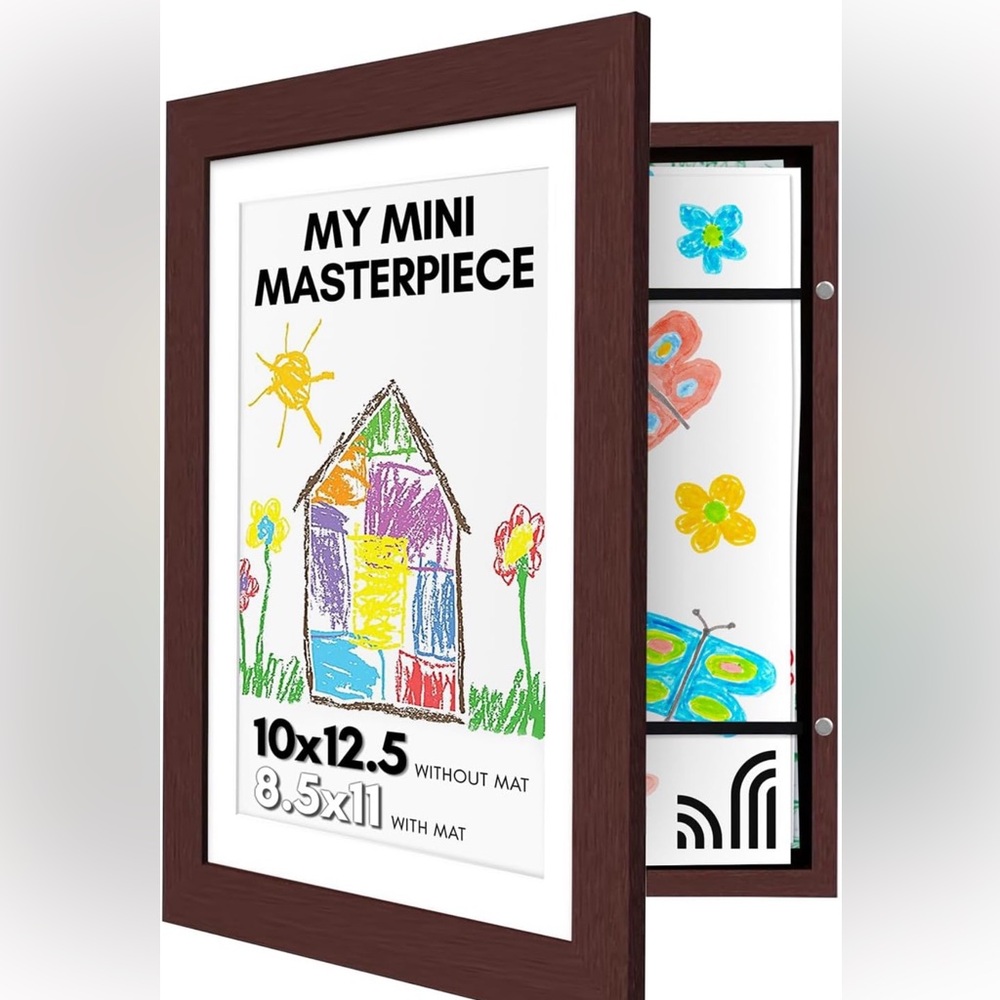 NEW Kids Art Frame - Front Loading Picture Frame. Mahogany